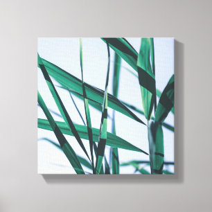 Pale Pastell Green Grass Reeds Leinwanddruck