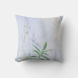 Pale Pastell Green Grass Reeds Meadow Sky Kissen