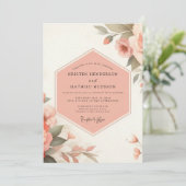 Pale Peach Floral Romance Wedding Einladung (Stehend Vorderseite)