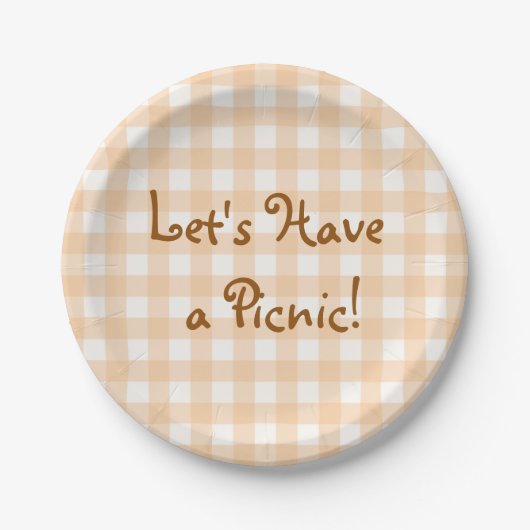 Pale Peach Gingham Picnic Pappteller (Vorderseite)
