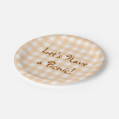 Pale Peach Gingham Picnic Pappteller (Schrägansicht)
