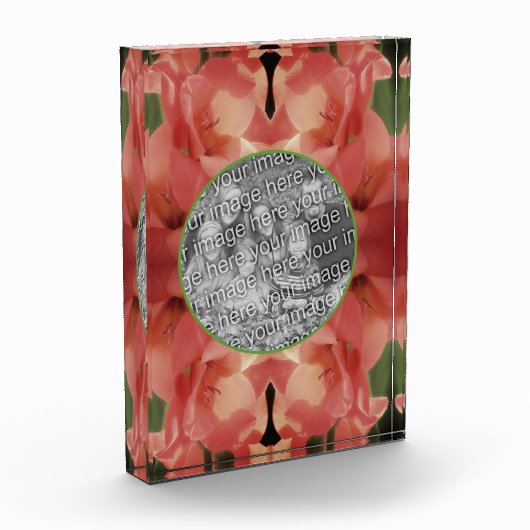 Pale Peach Gladiolus Blume Fügen Sie Ihre Fotoblock (Links)