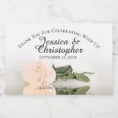 Pale Peach Rose Klasse Hochzeit Danke Mini Schaumweinetikett (Einzelnes Label)