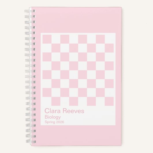 Pale Pink and White Checkerboard Notebook Notizblock (Vorderseite)