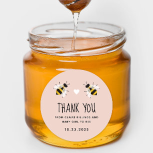 Pale Pink Baby to Bee Danke Dusche Gefallen Runder Aufkleber