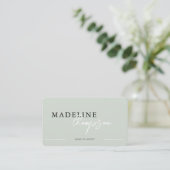 Pale Pink Beige Calligrafy Script QR Code Visitenkarte (Stehend Vorderseite)