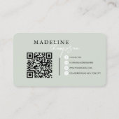 Pale Pink Beige Calligrafy Script QR Code Visitenkarte (Rückseite)