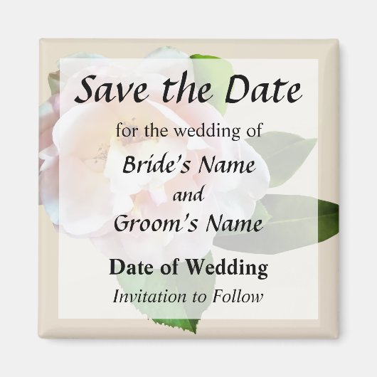 Pale Pink Camellia Save the Date Magnet (Vorne)