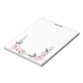 Pale Pink Floral Bottom Border Notizblock (Rotiert)