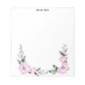Pale Pink Floral Bottom Border Notizblock (Vorderseite)