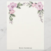 Pale Pink Floral Top Border Briefbogen (Vorderseite)