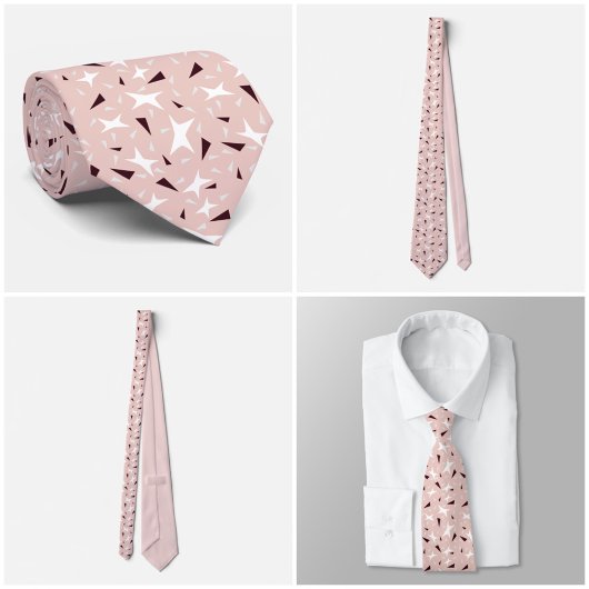 Pale Pink Geo Star & Triangle Pattern Tie Krawatte