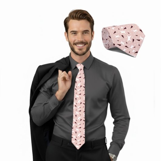 Pale Pink Geo Star & Triangle Pattern Tie Krawatte