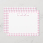 Pale Pink Gingham Check Personal Stationery Card Dankeskarte (Vorne/Hinten)
