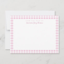 Pale Pink Gingham Check Personal Stationery Card Dankeskarte