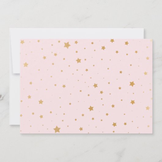 Pale Pink Gold Stars Baby Sprinkle Einladung (Rückseite)