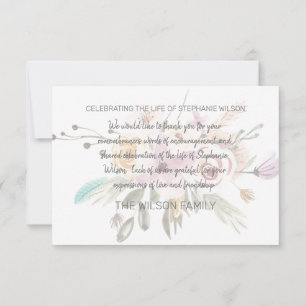 Pale Pink & Gray Beerdigung Bereavement Vielen Dan Dankeskarte