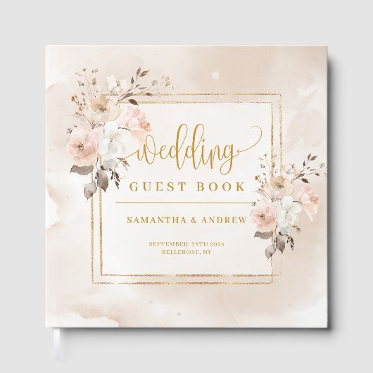 Pale Pink Herbst Boho Bouquet Wedding Gästebuch (Vorderseite)