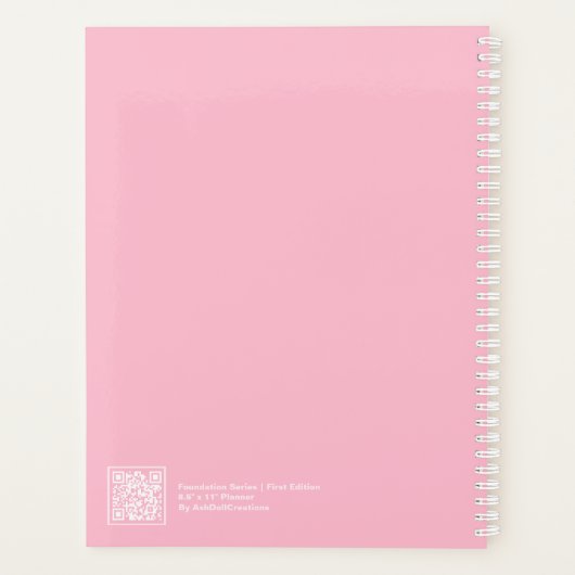 Pale Pink Minimalist Planer (Rückseite)