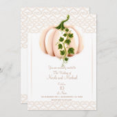 Pale Pink Pumpkin Storybook Hochzeit im Herbst Einladung (Vorne/Hinten)
