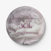 Pale Pink Rose 30th Wedding Anniversary Elegant Pappteller (Vorderseite)