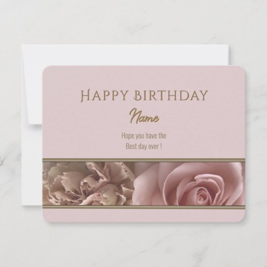Pale Pink Rose Happy Birthday Greeting Card (Vorderseite)