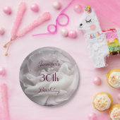 Pale Pink Rose Name Minimalist 30th Birthday Party Pappteller (Party)