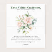 Pale Pink Roses Bouquet Illustration Visitenkarten (Innenseite Aufgefaltet)