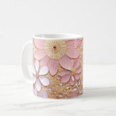 Pale Pink Shiny Blume Kaffeetasse (Vorderseite Links)