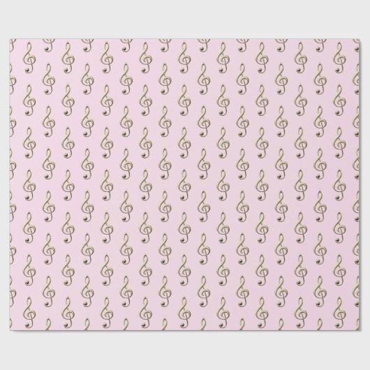 Pale Pink Treble Clef Musical Symbol Music Lover's Geschenkpapier (Flach)