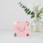 Pale Pink Xmas Thema Danke Kunden Dankbarkeit Quadratische Visitenkarte (Stehend Vorderseite)