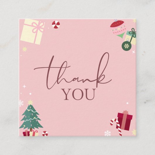 Pale Pink Xmas Thema Danke Kunden Dankbarkeit Quadratische Visitenkarte (Vorderseite)