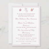 Pale PinkTwo Hearts Catholic Wedding Invitation Einladung (Vorderseite)