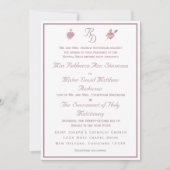 Pale PinkTwo Hearts Catholic Wedding Invitation Einladung (Vorderseite)