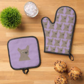 Pale Purple Dog Ofenhandschuh & Topflappen-Set (Oben Unten)