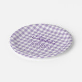 Pale Purple Gingham Plaid 21st Birthday Pappteller (Schrägansicht)