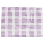 Pale Purple White Plaid Stripes Birthday Große Geschenktüte (Rückseite)