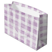 Pale Purple White Plaid Stripes Birthday Große Geschenktüte (Rückseite Schrägansicht)
