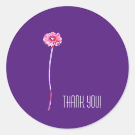 Pale Red Pink Lila Gerbera Blume Danke Runder Aufkleber