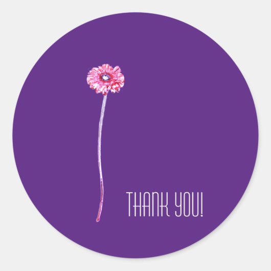 Pale Red Pink Lila Gerbera Blume Danke Runder Aufkleber (Vorderseite)