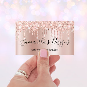Pale Rose Gold Glitter Drips Ombre Online Shop Visitenkarte