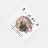 Pale Roses Frame Dog Photo Wedding Serviette (Ecke)