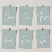 Pale Sage Green Hand Scripting Tabelle 1 Tischnummer