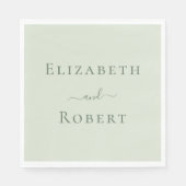 Pale Sage Green Minimalistischen Couple Names Wedd Serviette (Vorderseite)