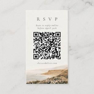 Pale Sand Olive QR-Code Strandhochzeit RSVP-Karte Begleitkarte