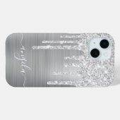 Pale Silver Glitter Drips Glam Signature Case-Mate iPhone Hülle (Rückseite (Horizontal))