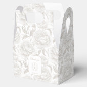 Pale Taupe Monogram Wappen Chinoiserie Peonies Geschenkschachtel (Geöffnet)