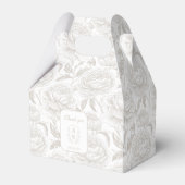 Pale Taupe Monogram Wappen Chinoiserie Peonies Geschenkschachtel (Vorderseite)