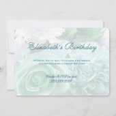 Pale Teal Rose Birthday Party Invitation Einladung (Rückseite)