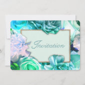 Pale Teal Rose Birthday Party Invitation Einladung (Vorderseite)